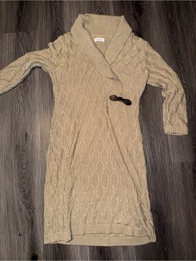 Calvin Klein Beige Cable Knit Sweater Dress